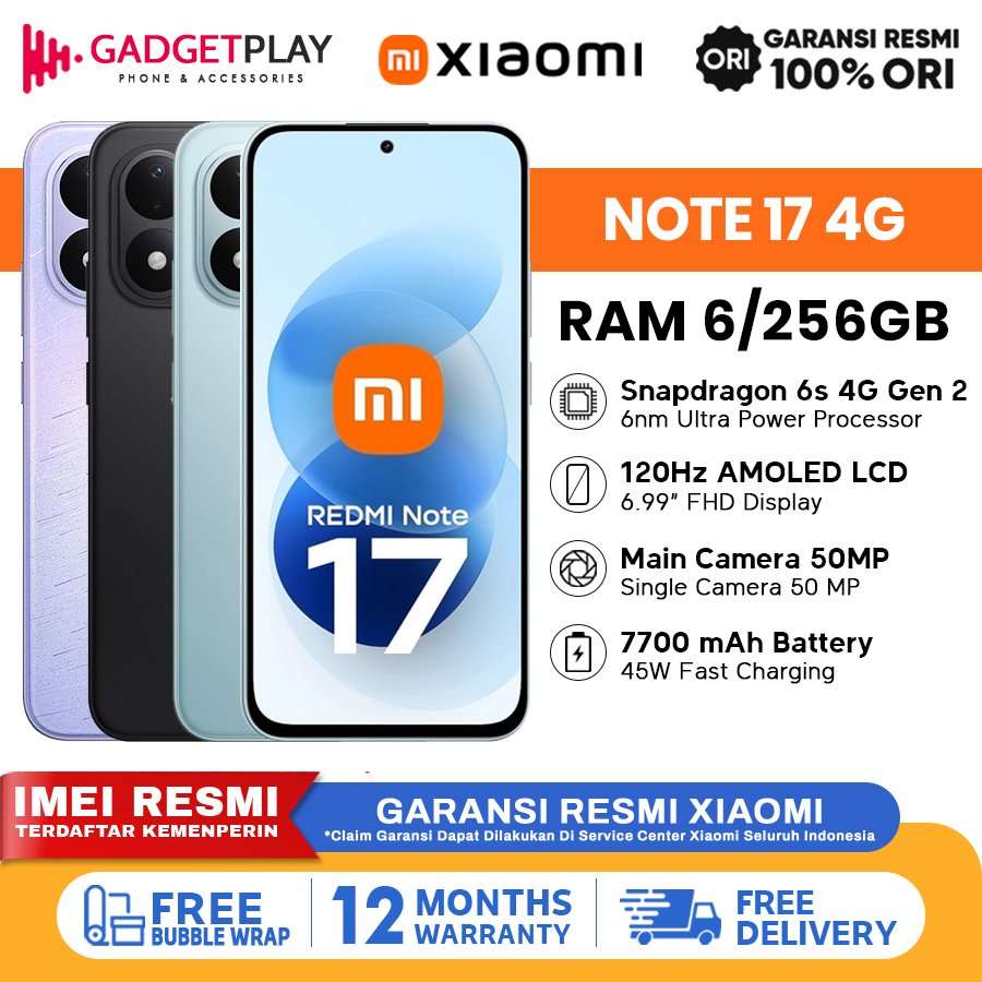 Xiaomi Redmi Note 17 [6GB+256GB] - Garansi Resmi 1 Tahun