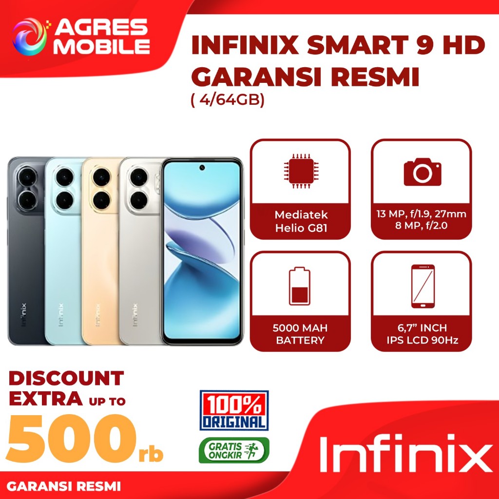 Jual Infinix Smart 9 | Infinix Smart 9 HD [4/64 GB] Garansi Resmi Infinix Indonesia | Shopee Indonesia