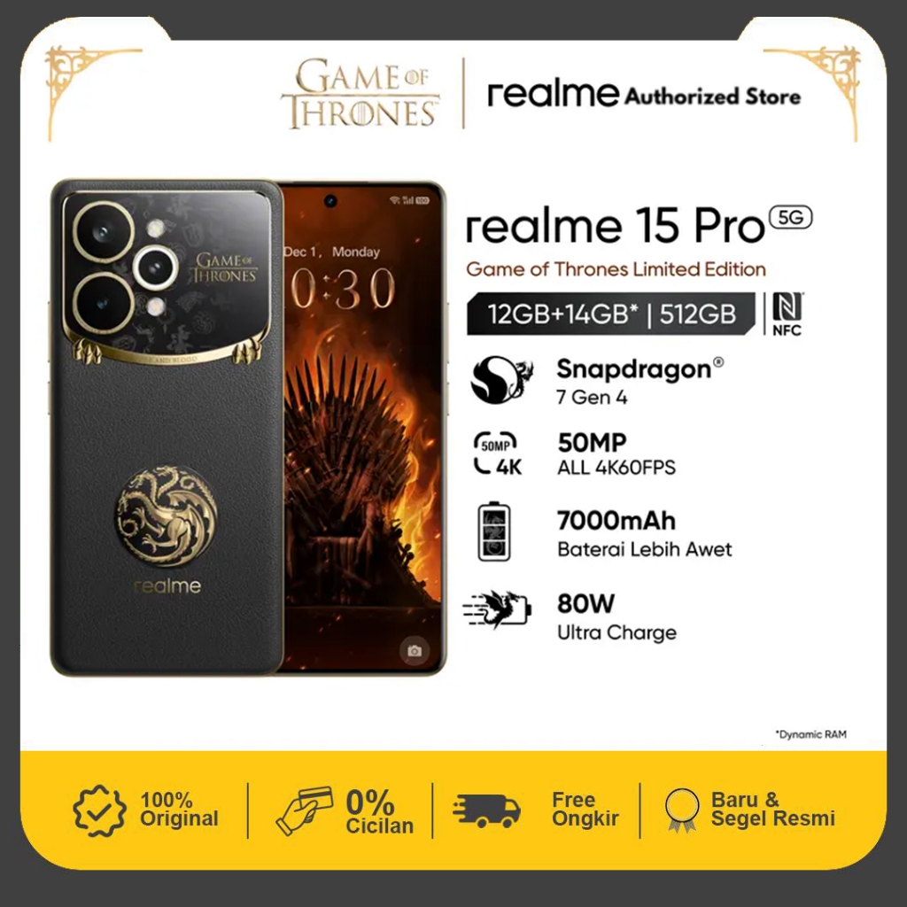 Jual realme 15 Pro 5G Game of Thrones Limited Edition 12GB+512GB | 50MP Sony AI Camera | Shopee Indonesia