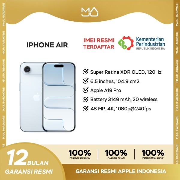 Jual Apple iPhone Air 256GB [Chip A19 Pro, iOS 26, Layar 6,5 inci] - Garansi Resmi | Shopee Indonesia