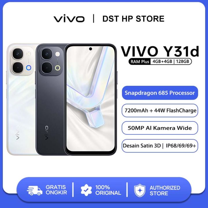 Vivo Y31d | Y31d Pro 4/128GB RAM 4GB+4GB ROM 128GB Garansi Resmi Hp Vivo Terbaru 2026 Bisa COD | Lazada Indonesia