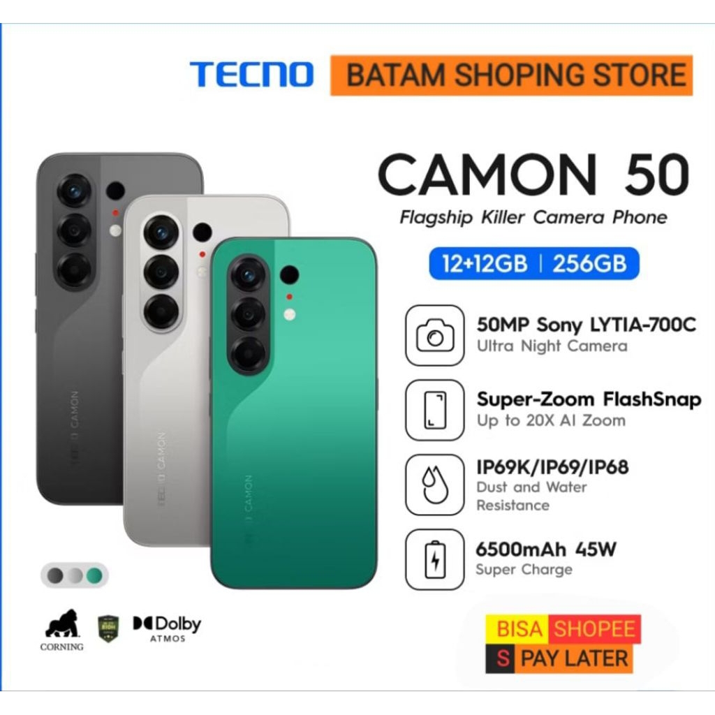 TECNO CAMON 50 12GB + 256GB 2026 NEW GARANSI RESMI