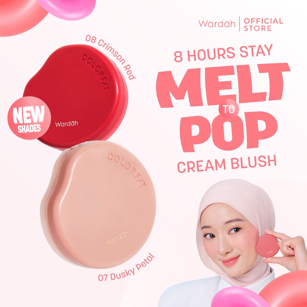 [NEW LAUNCH!] Wardah Cream Blush On Macaroon Colorfit Melt to Pop Cream Blush - Dengan Vitamin E, tekstur cream-to-powder, warna intens hasil smooth tahan hingga 8 jam, liquid blush on blendable pigmented blush cool tone - Makeup Wardah Official Store