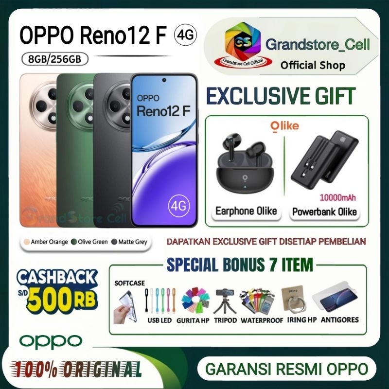 Jual OPPO RENO12 F 4G RAM 8/256GB | OPPO RENO 12F 4G | OPPO RENO12F 4G RAM 8/256GB GARANSI RESMI OPPO INDONESIA | Shopee Indonesia