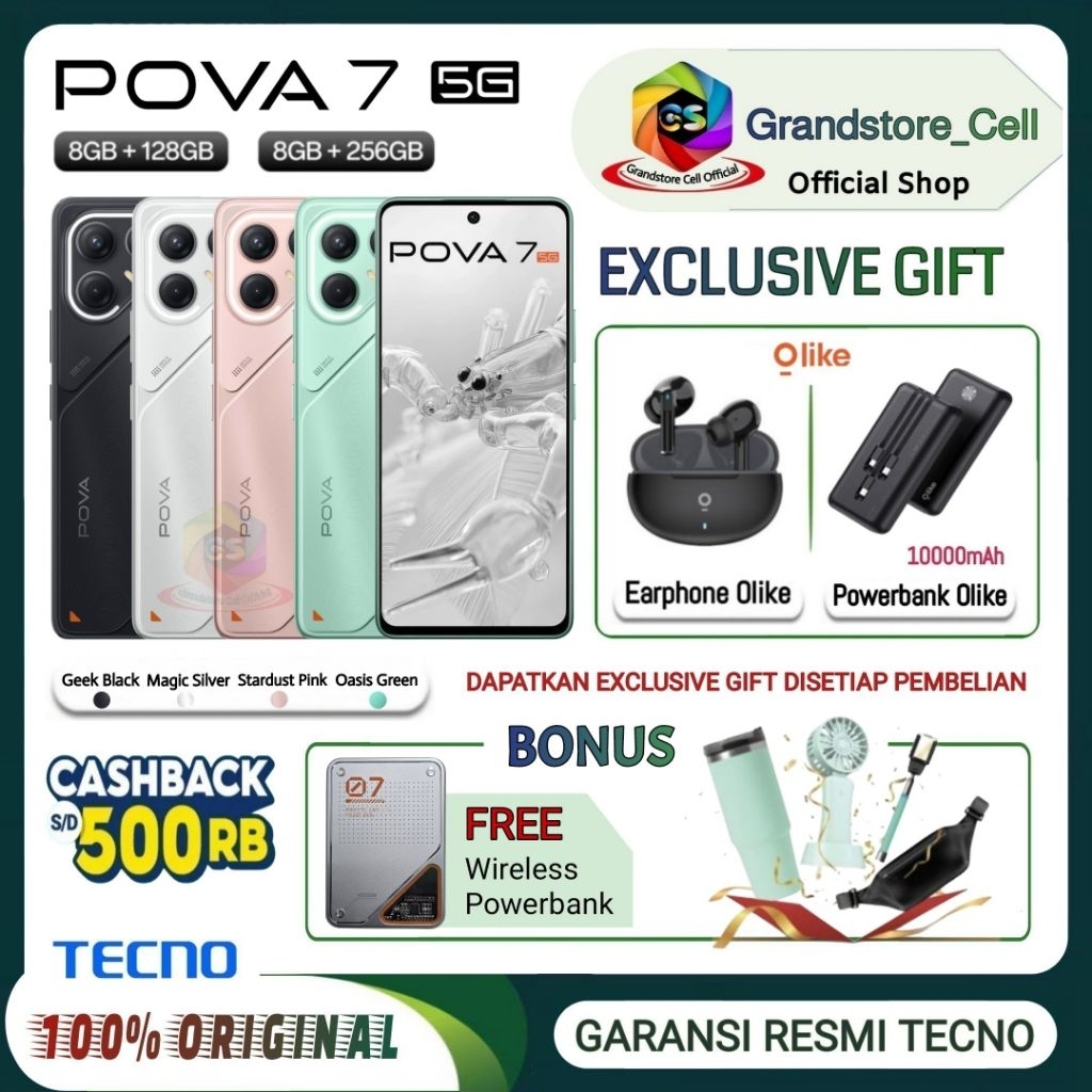 Jual TECNO POVA 7 5G NFC RAM [8/128 GB] [8/256 GB] - Up To 16GB Extended RAM GARANSI RESMI TECNO INDONESIA | Shopee Indonesia