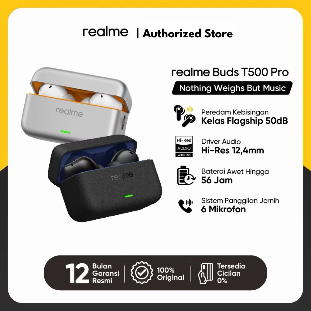 realme Buds T500 Pro (50dB Flagship Noise Cancellation | Candy Box Design | 12.4mm Hi-Res audio drivers | 56 Long lasting batt)