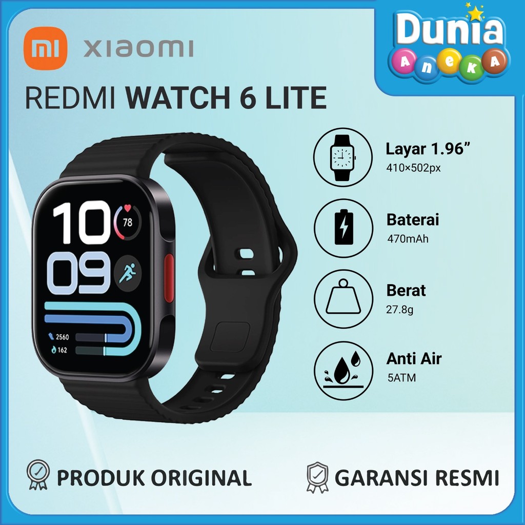 Jual Xiaomi Redmi Watch 6 Lite Smartwatch AMOLED 1.96 Inch Bluetooth Call AOD GPS 5ATM Baterai 18 Hari - Dunia Aneka | Shopee Indonesia