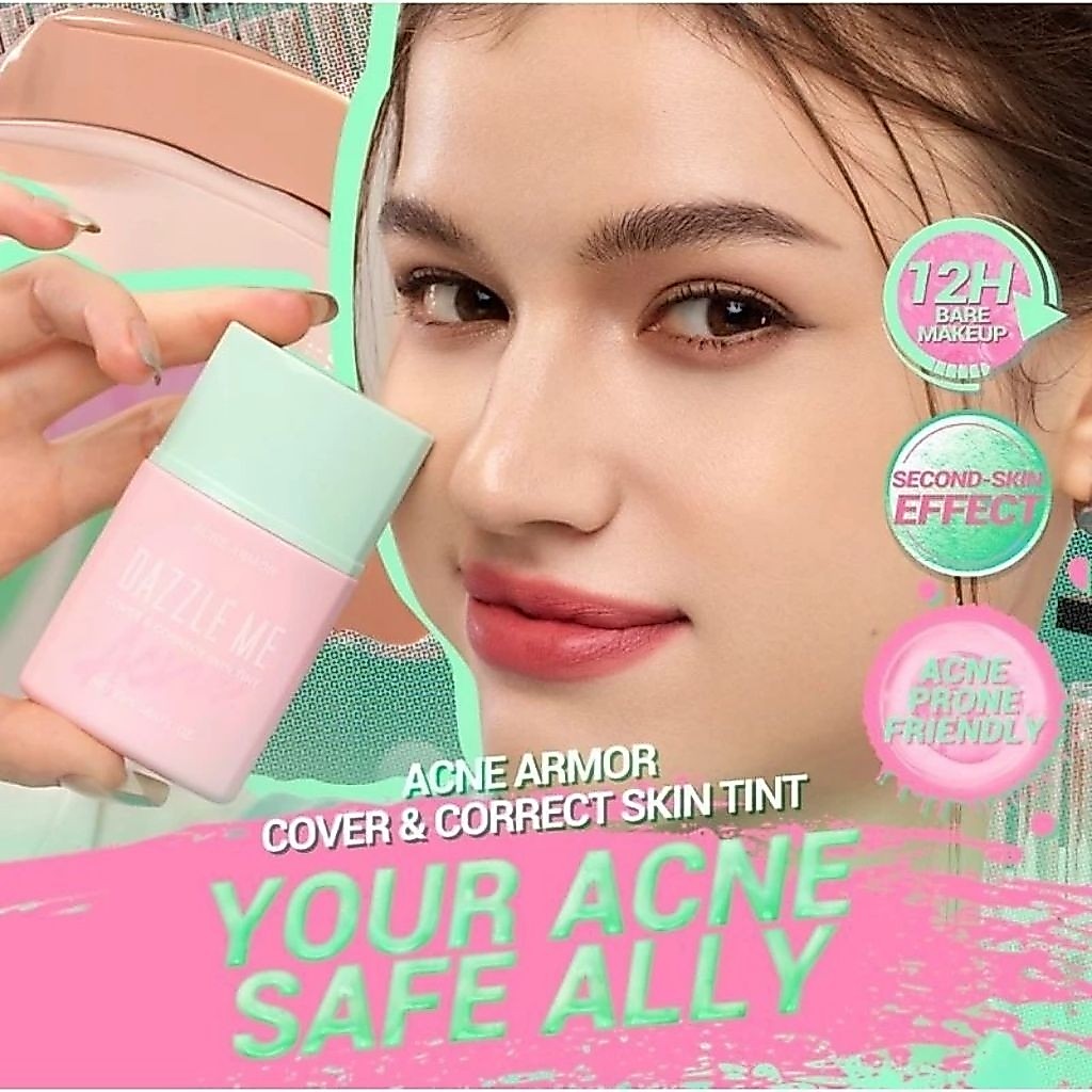 Dazzle Me Acne Armor Cover & Correct Skin Tint 25ml | Foundation Cair Untuk Kulit Berjerawat