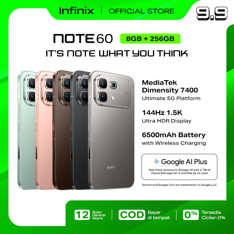 Infinix Note 60 8/256GB - Up to 16GB Extended RAM - Dimensity 7400 Ultimate - 6.78” 1.5K Amoled - 50MP - 6500 mAh - NFC