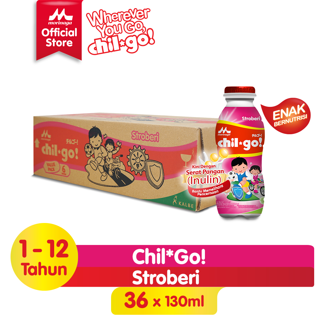 Morinaga Chil*Go! Milk Strawberry 36x130ml Susu Cair Steril Enak dan Bernutrisi