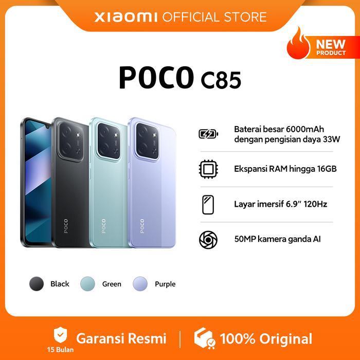 POCO C85 (6/128) (8/256) BATERAI 6000MAH 33W | EKSPANSI RAM HINGGA 16GB | LAYAR 6.9" 120HZ [OFFICIAL STORE] ORIGINAL DAN TERPERCAYA