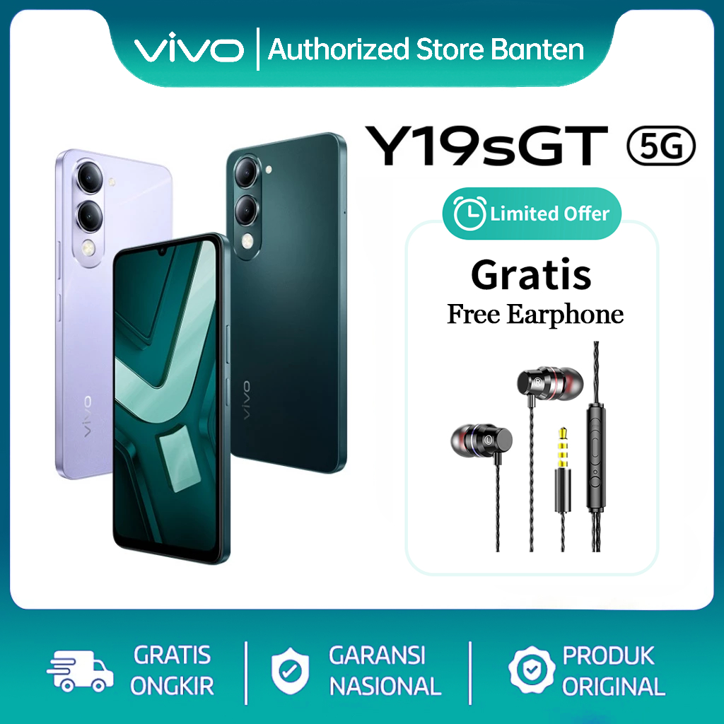 vivo Y19s GT 5G - 5500mAh Tahan Lama, Dimensity 6300 5G, NFC Multifunctions, Tahan Banting & Hujan, 50MP Kamera Utama, AI Erase