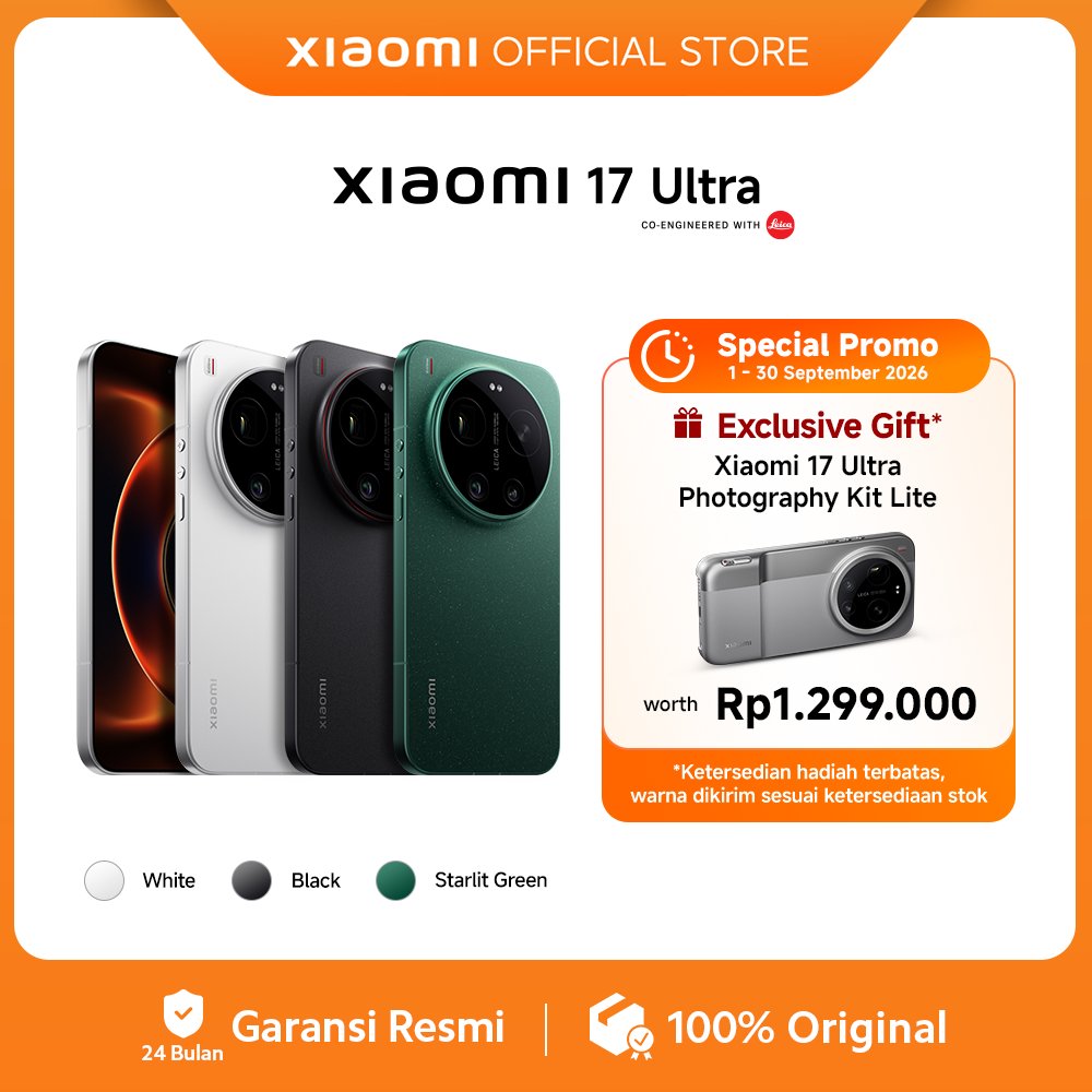 Xiaomi 17 Ultra (16GB/512GB) (16GB/1TB) Leica 200MP 75–100mm Telefoto | Kamera Ultra Dinamis 1 Inci Leica | Sistem Optik Leica UltraPure | Baterai Xiaomi Surge 6000mAh (typ) | Platform Mobile Snapdragon® 8 Elite Gen 5  [Xiaomi Official Store]