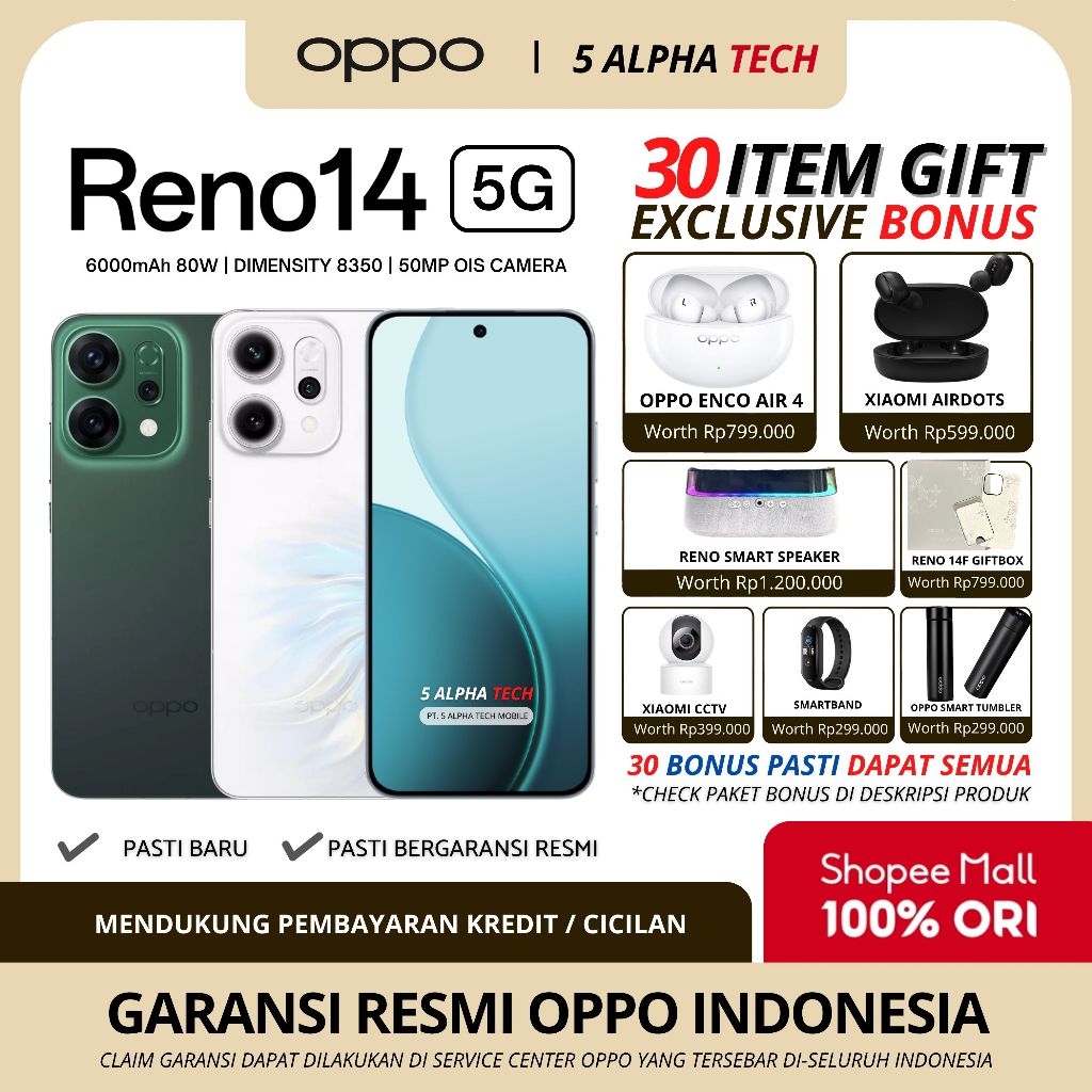 Jual OPPO Reno 14 5G 12/256GB ( +12GB Extended RAM ) Garansi Resmi OPPO | Shopee Indonesia