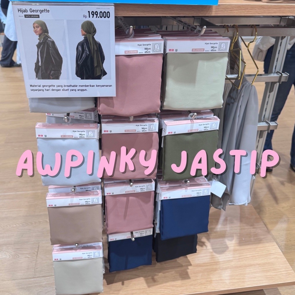 JASTIP UNIQLO HIJAB GEORGETTE PASHMINA JILBAB KERUDUNG 65x180
