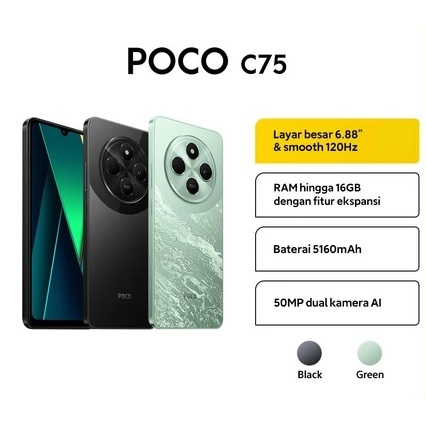 Xiaomi Poco C75 NFC 6/ 128 dan 8/256 GB Baru Garansi resmi