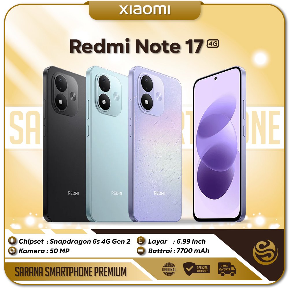 Xiaomi Redmi Note 17 4G 6/128GB 6/256GB HP Smartphone Android Terbaru NEW Bergaransi Resmi
