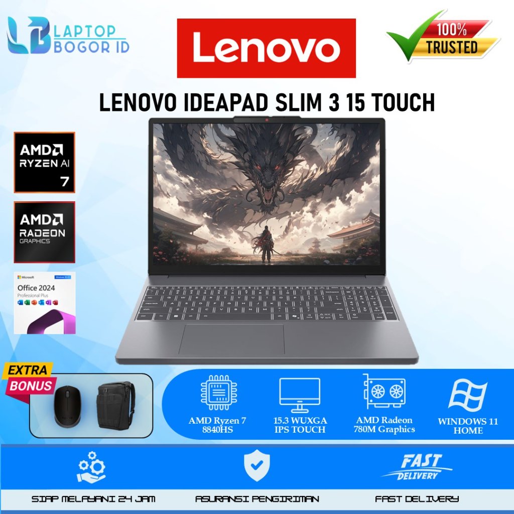 Lenovo Ideapad Slim 3 15 AMD Ryzen 7 8840HS 40GB DDR5 2TB SSD WUXGA Touch Backlit Windows 11