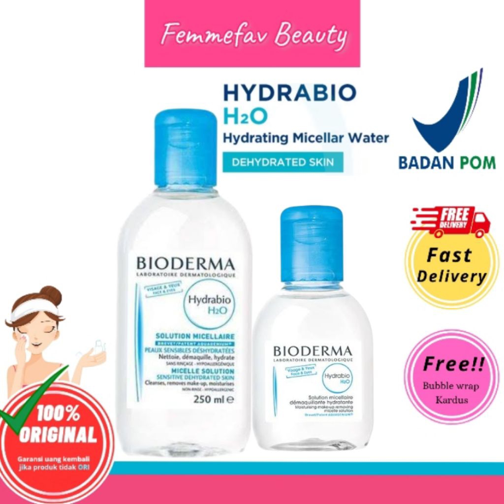 Bioderma Hydrabio H2O 250 ml/100 ml - Micellar Water untuk Kulit Dehidrasi / Kering Dan Sensitif