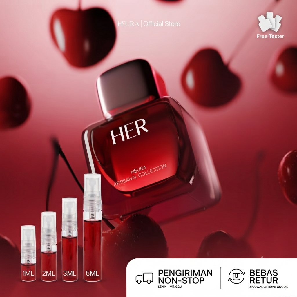 [ Decant/Tester ] Decant Original Heura Parfum Extrait De parfum Overlook,Sugar on top, way backhome,Marfa, Stronger With U, Scandal, Good Girl,Noir Blanc, Romantic wish, omnia,chlo, Eros,Libre,Savage dan Bombshell. Parfum Pria wanita Unisex Tahan lama