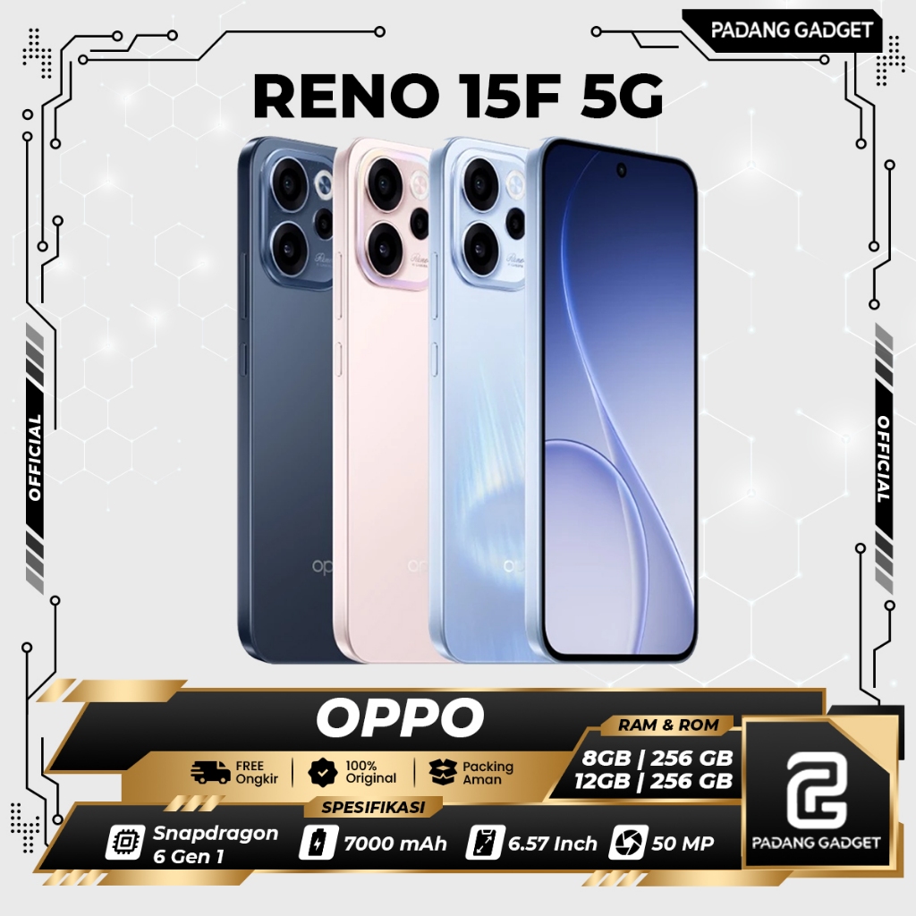 Oppo Reno 15F 5G 8/256 & 12/256 GB | HP 50 MP SELVIE KAMERA | GARANSI RESMI OPPO 12 Bulan