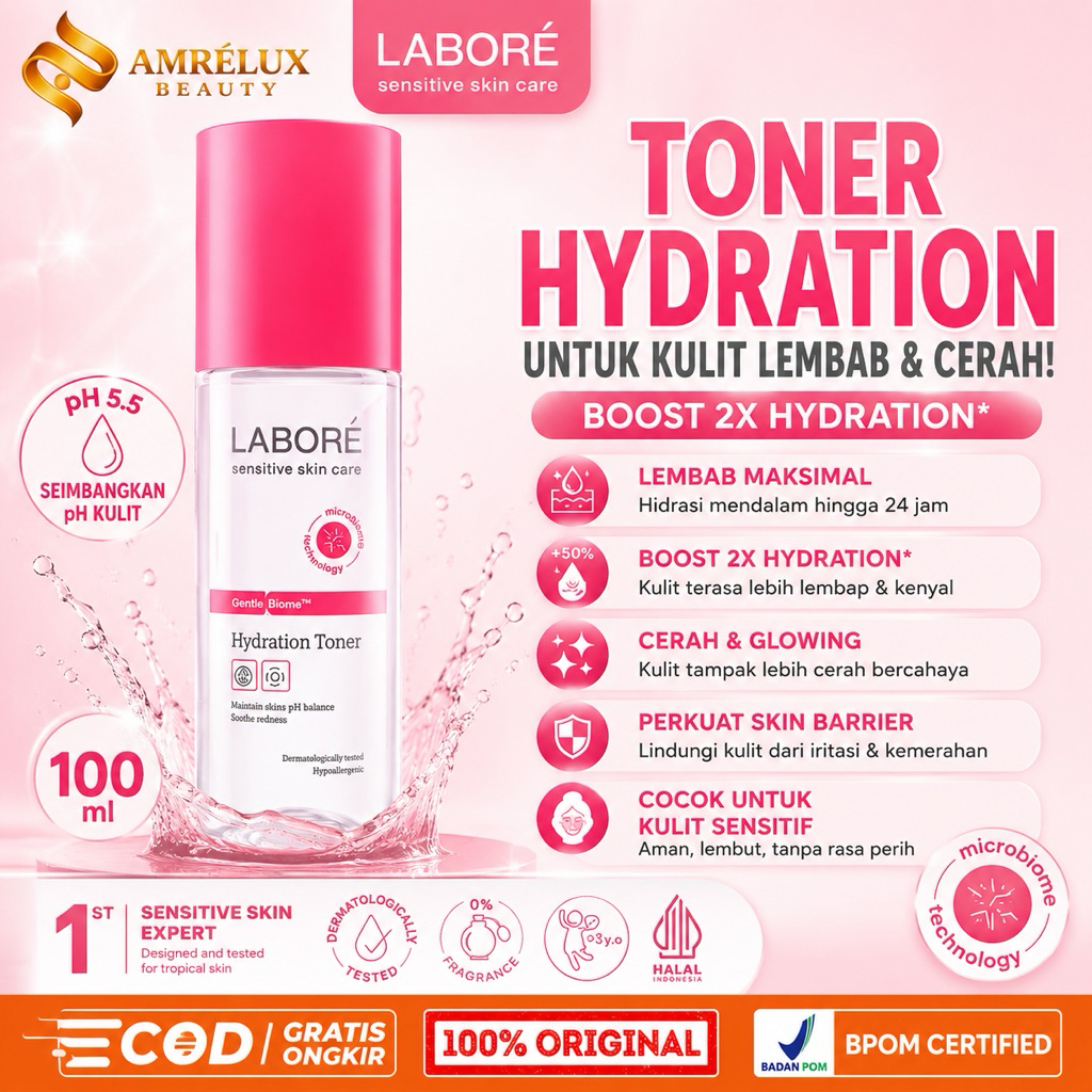 LABORE Gentle Biome Hydration - Hydrating Toner100ml Toner Wajah LABORE - Melembapkan, Menenangkan, Membantu Menyerap Produk Skincare Mengurangi Jerawat & Komedo