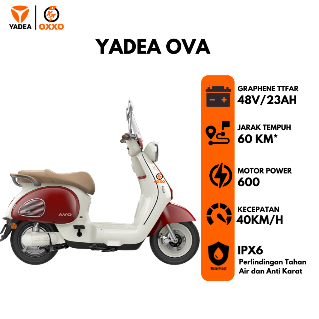 Jual (OFFICIAL) YADEA OVA SEPEDA LISTRIK WATERPROOF GARANSI RESMI | Shopee Indonesia