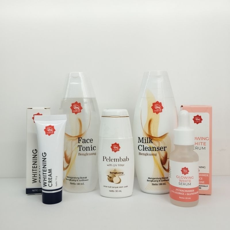 Viva Cosmetics Bengkuang Paket Hemat Milk Cleanser,Face Tonic, Pelembab, Serum Glowing, Whitening Cream Free Kapas Sariayu