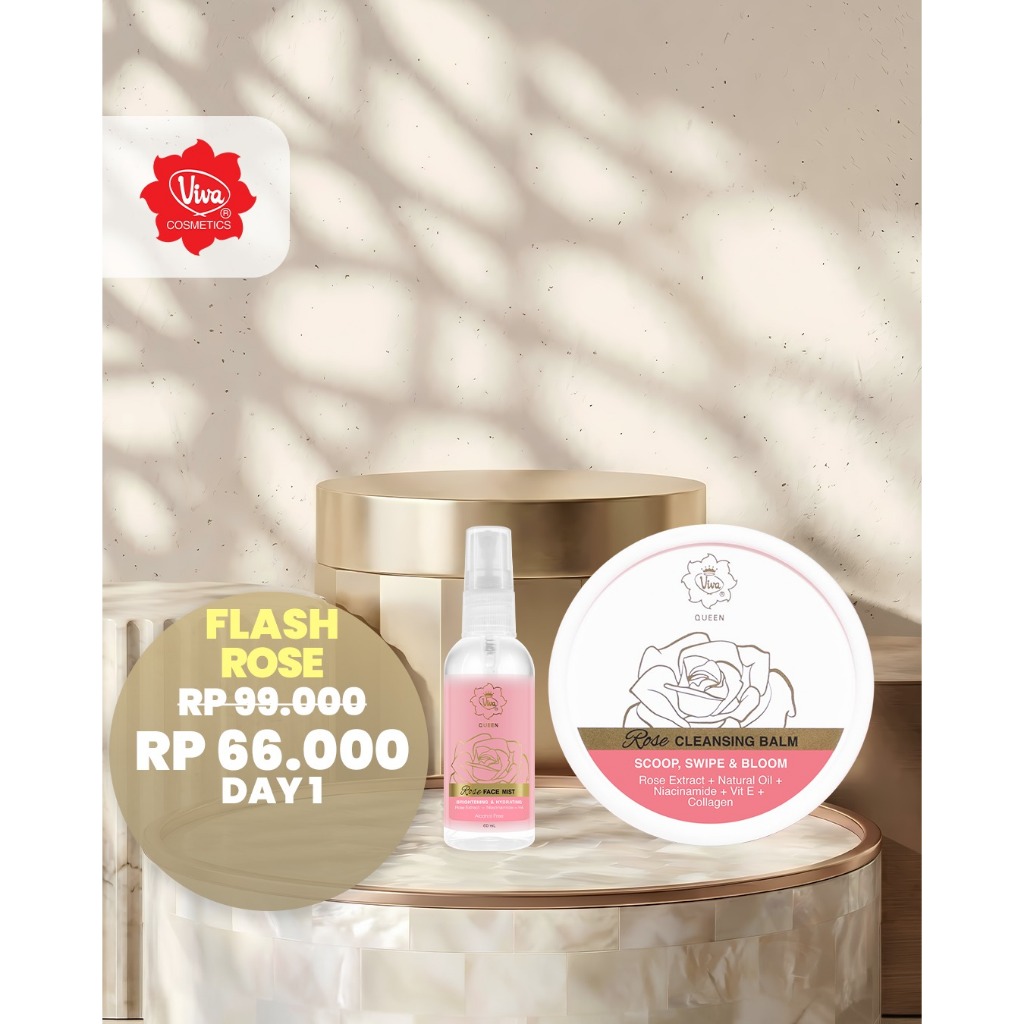 Paket 1 Viva Queen Rose Face Mist, 1 Viva Queen Rose Cleansing Balm Viva Cosmetics