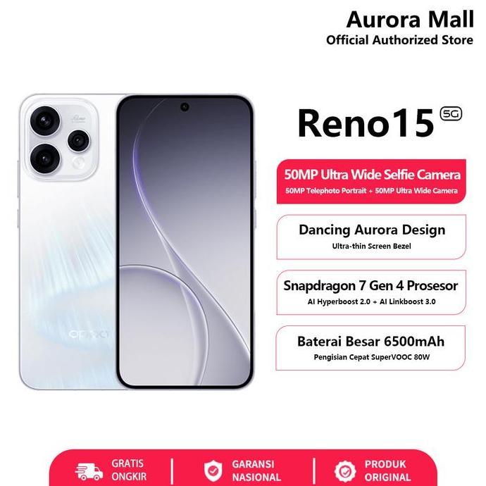 OPPO Reno15 5G (8/256)(12/256) - 50MP Camera Garansi Resmi Indonesia HP terbaru 2026 Handphone COD