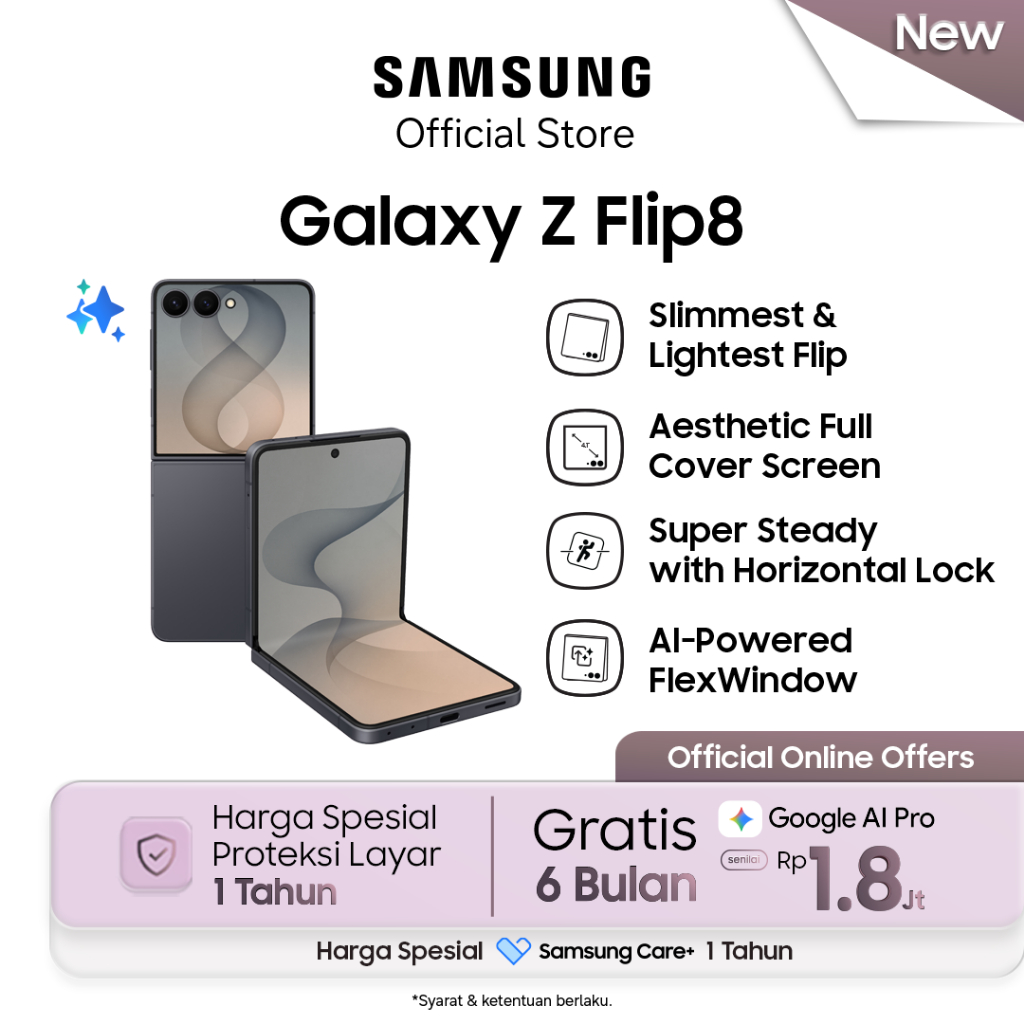 Samsung Galaxy Z Flip8 [12GB/512GB] - Graphite | Hp AI | Desain Lebih Tipis