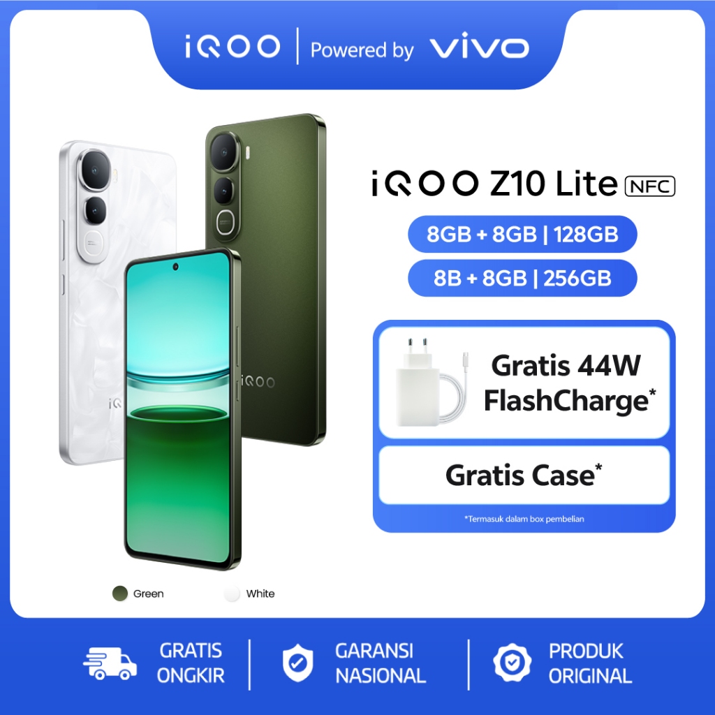 Jual [Online Exclusive] vivo iQOO Z10 Lite , 120Hz FLAT AMOLED, 6000mAh 44W Bypass Charging, Snapdragon 685, IP68+69, 50MP Sony IMX + NFC | Shopee Indonesia