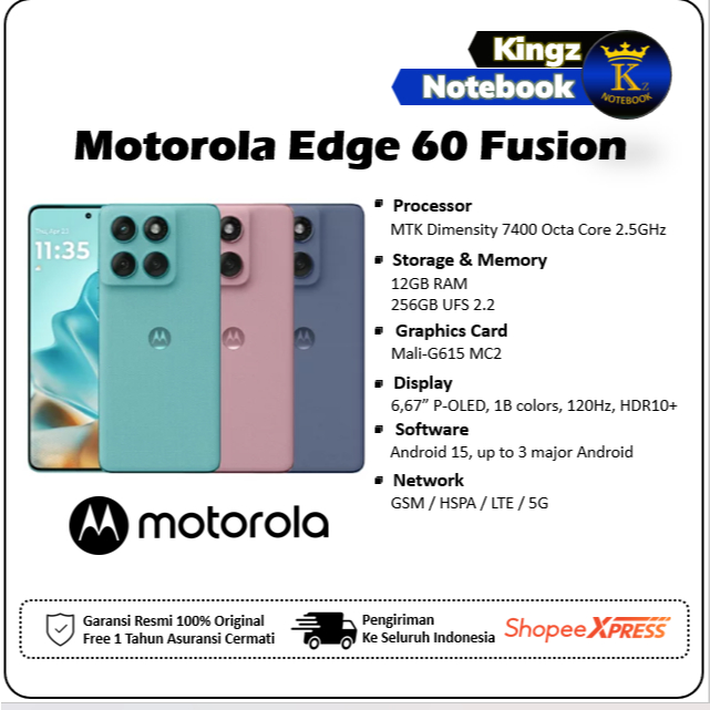 Motorola Edge 60 Fusion 5G 12GB 256GB Garansi Resmi