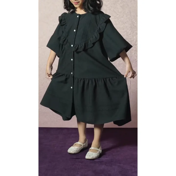 HijabChic x Tiqasya Callu Girl Dress - Dress Lebaran Anak Sarimbit Katun Premium Lembut Ruffle | Lazada Indonesia