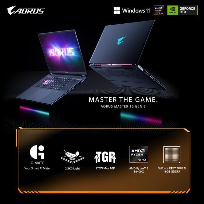 GIGABYTE AORUS MASTER 16 Ryzen 9 8940HX RTX 5070 Ti OLED QHD 240Hz 32GB 1TB - Standard