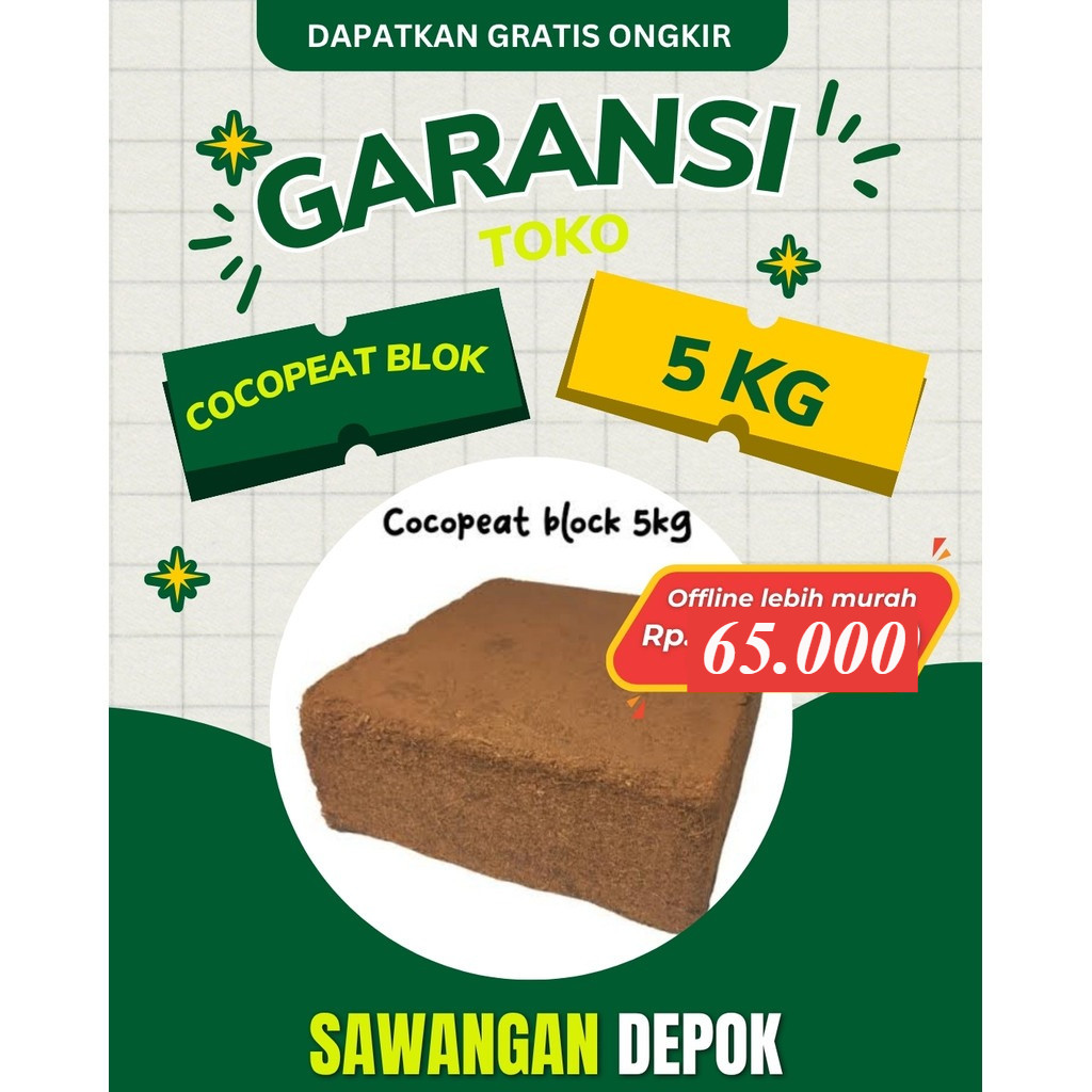 Cocopeat Cocovit Cocopit BLOK 5KG Halus BERKUALITAS