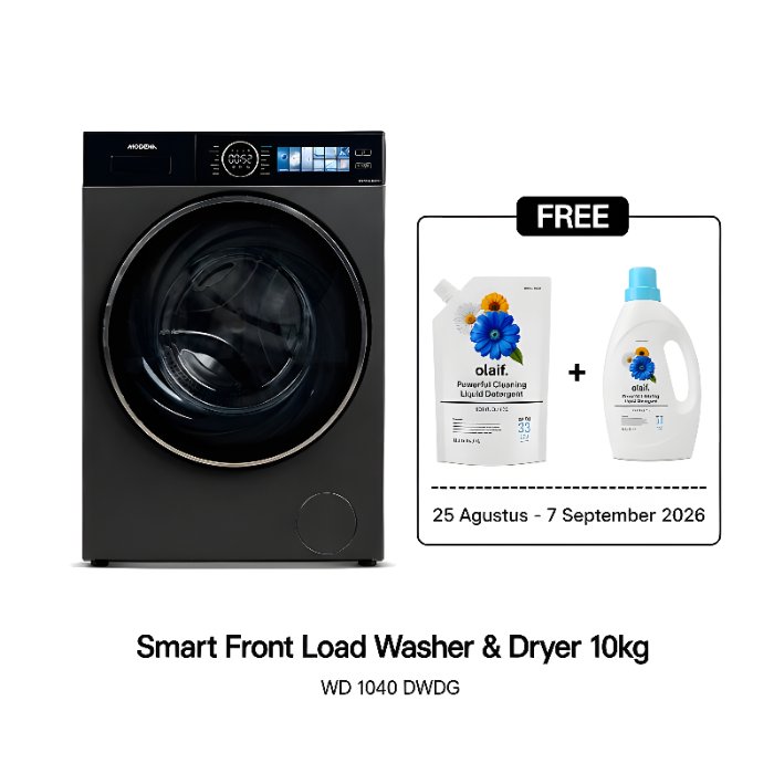 Jual Modena WD 1040 DWDG / WD1040 Front Load Washer & Dryer 10kg Seamless Smart APP EcoDrive Inverter DryClean Ozone Tech | Shopee Indonesia