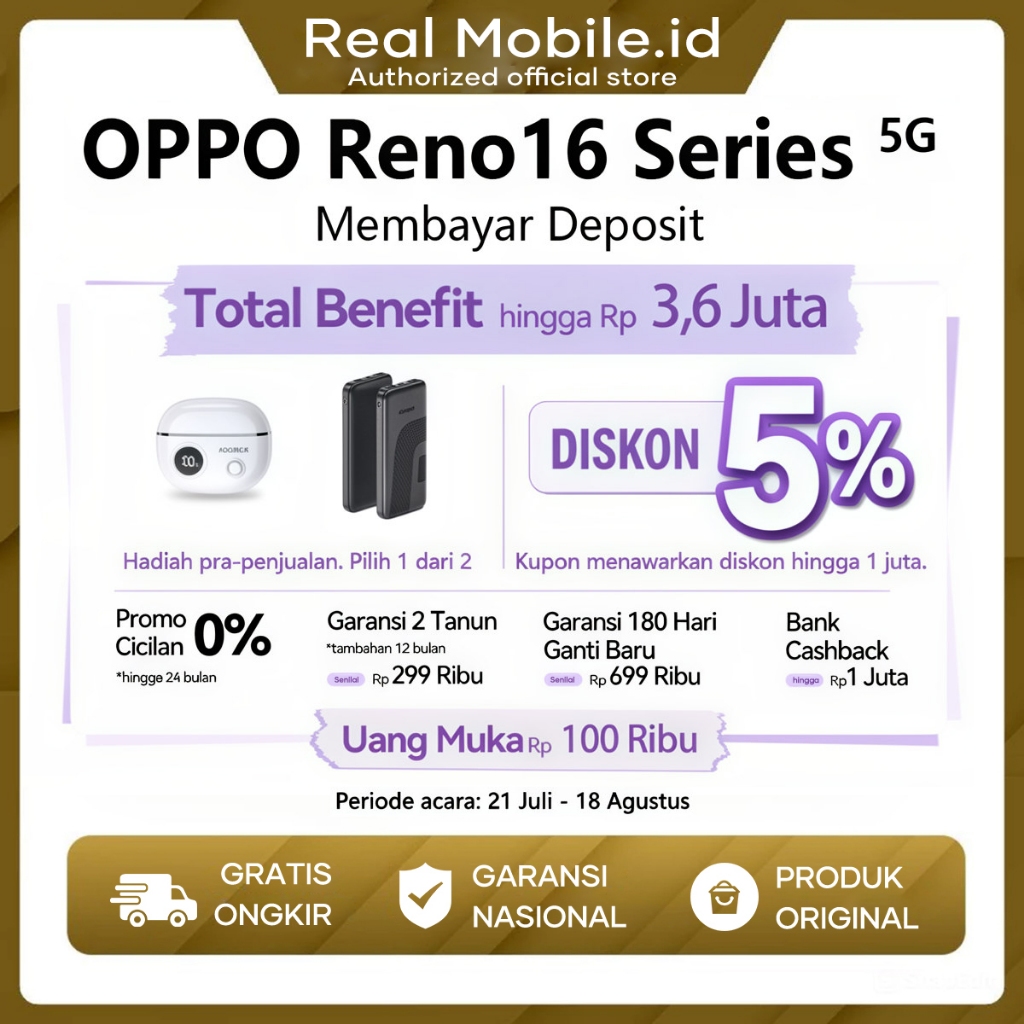[Realobile.id Office Store ]OPPO Reno16 5G Series (Bukan ponsel dengan pembayaran penuh)