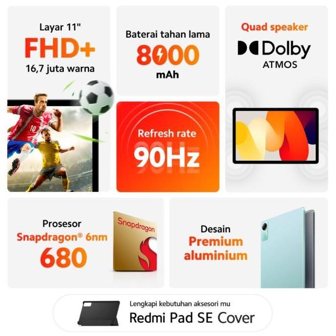 Xiaomi Redmi Pad SE/Snapdragon 680 Layar 11" FHD+8000mAh-Garansi Resmi