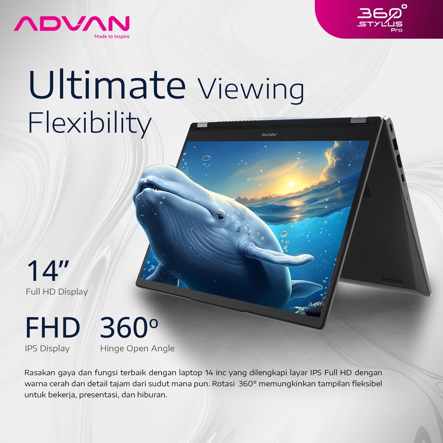 Advan 360 Stylus Pro Ci3 -1215U 8GB 256GB SSD W11 Home Grey