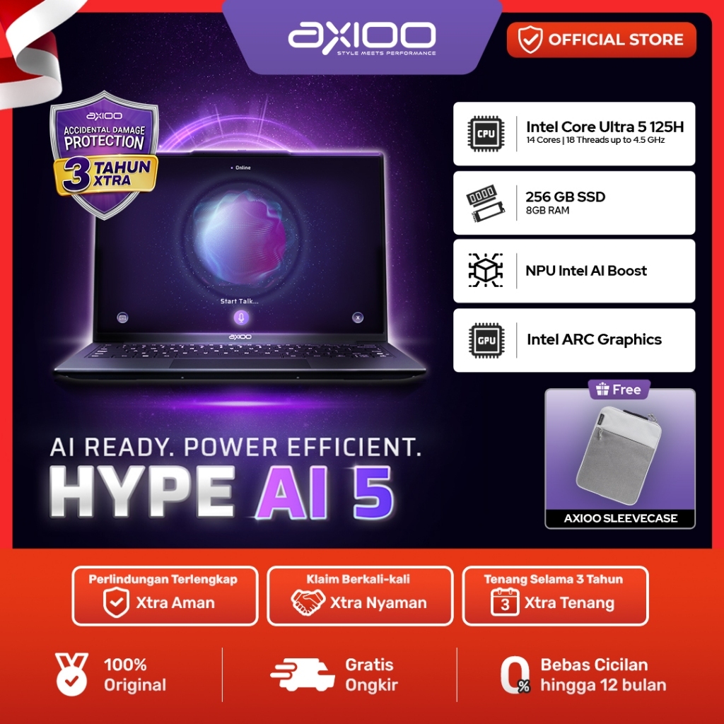 Jual AXIOO HYPE AI 5 | Intel Ultra 5 125H RAM 8GB SSD 256GB FHD+ IPS Windows 11 | Shopee Indonesia