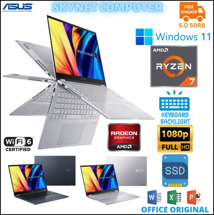 ASUS VIVOBOOK S 14 FLIP TN3402QA AMD RYZEN 7 5800H RAM16GB SSD512GB FHD IPS WINDOWS 11 DAN OFFICE 2021 ORIGINAL | Lazada Indonesia