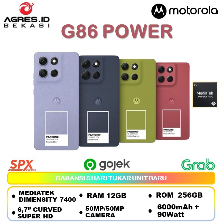 MOTOROLA G86 POWER 5G 8/256 GB | MTK DIMENSITY 7400 | 6720 MAH +33WATT| GARANSI RESMI MOTOROLA