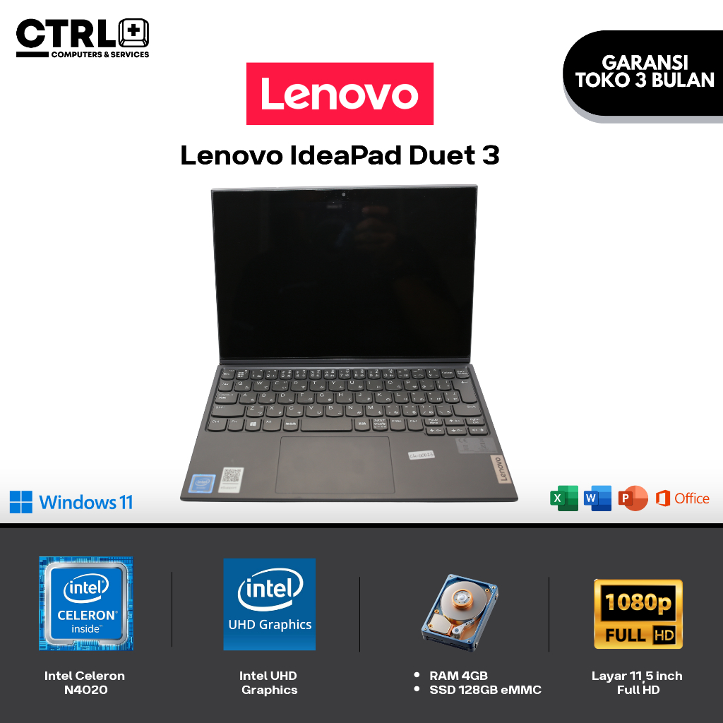Jual Lenovo IdeaPad Duet 3i 2-in-1 (Intel Celeron N4020 / RAM 4GB / eMMC 128GB) | Shopee Indonesia