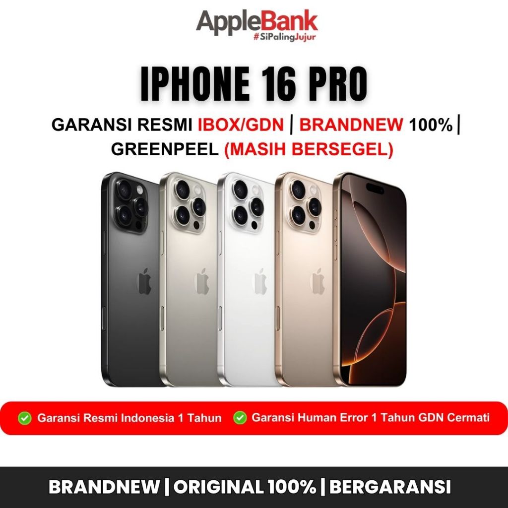 iPhone 16 Pro 128GB 256GB 512GB | Retina XDR 6.1" Screen | Chipset A18 | Garansi Resmi 1 Tahun