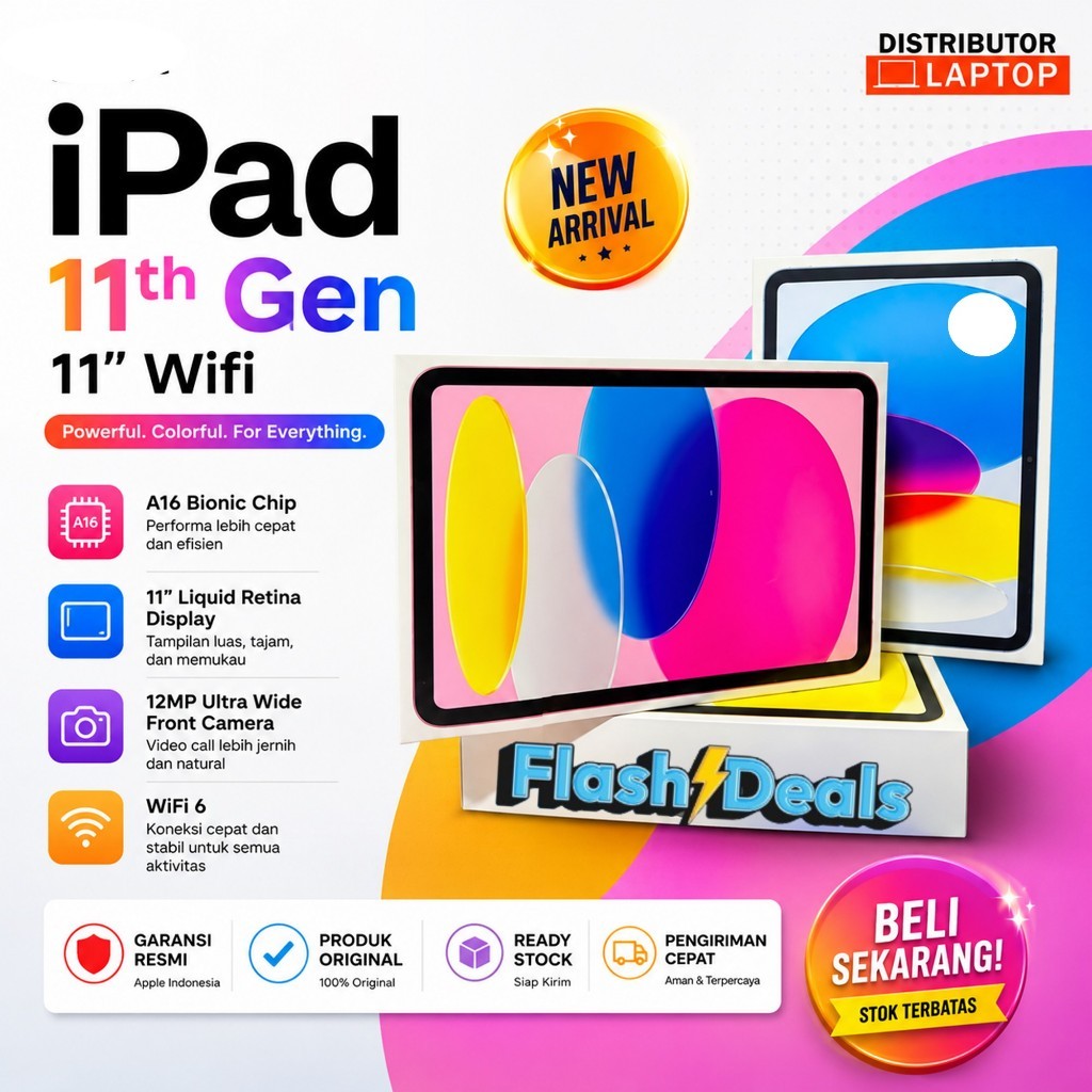 Apple iPad 11th Gen 11-Inch A16 Chip 2025 512GB 256GB 128GB WiFi Only - GARANSI RESMI
