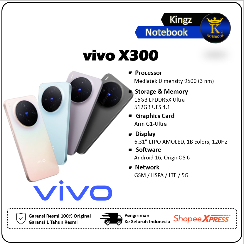 Vivo X300 5G 16GB 512GB Garansi Resmi