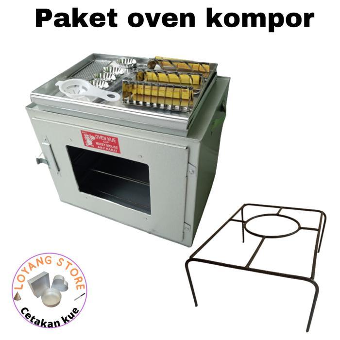 Oven komoor oven tangkring 3susun oven kompor mikey mouse dengan aneka loyang dan peralatan lengkap