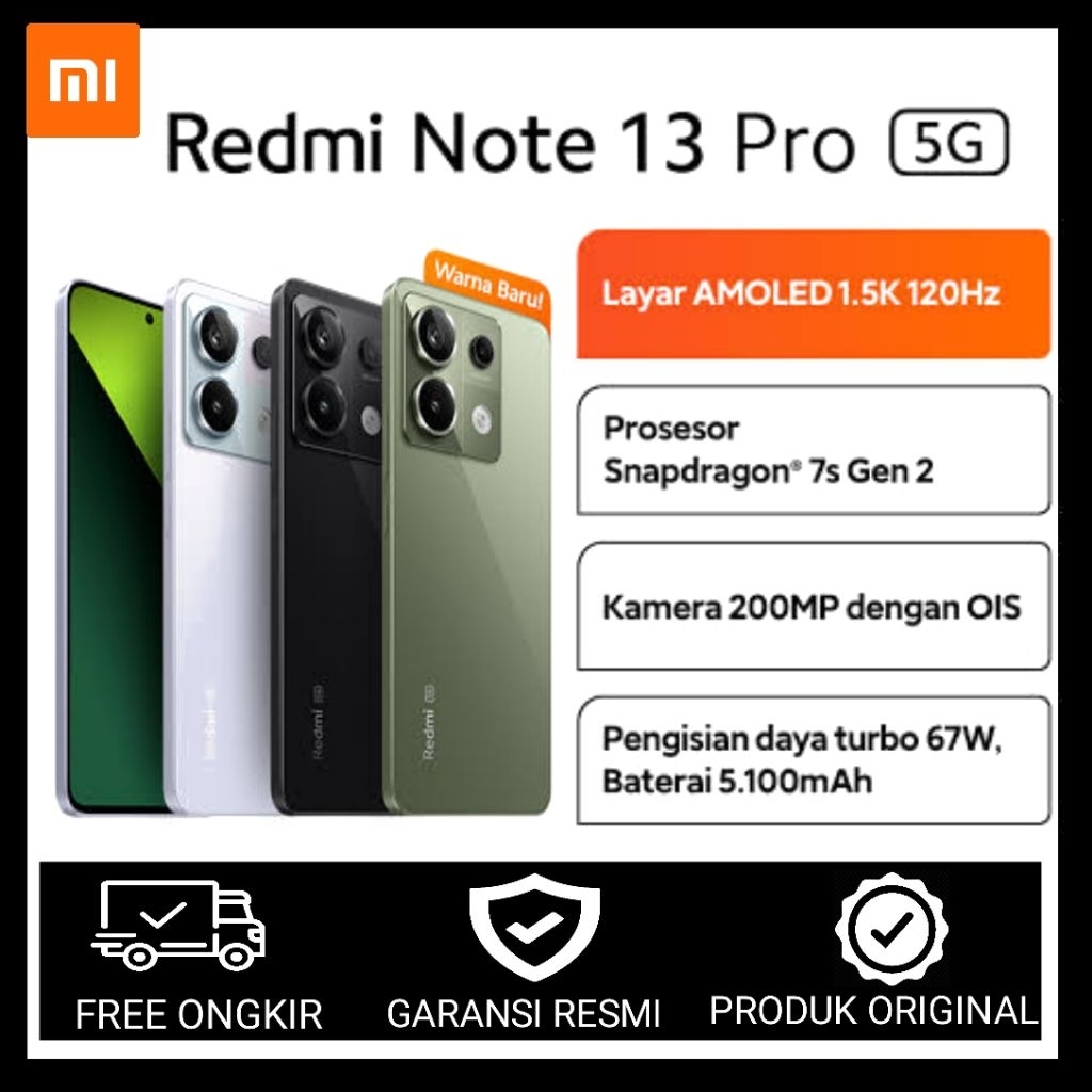 Xiaomi Redmi Note 13 Pro 5G 12/512Gb Garansi Resmi TAM Xiaomi 100% Original