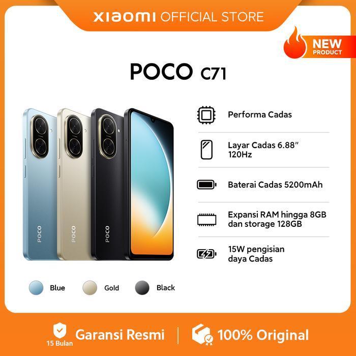 Poco C71 4+4G/128G Performa Cadas | 6.88" 120Hz | Ekspansi Ram 8G / Storage 128G [Official Store] Original Dan Terpercaya